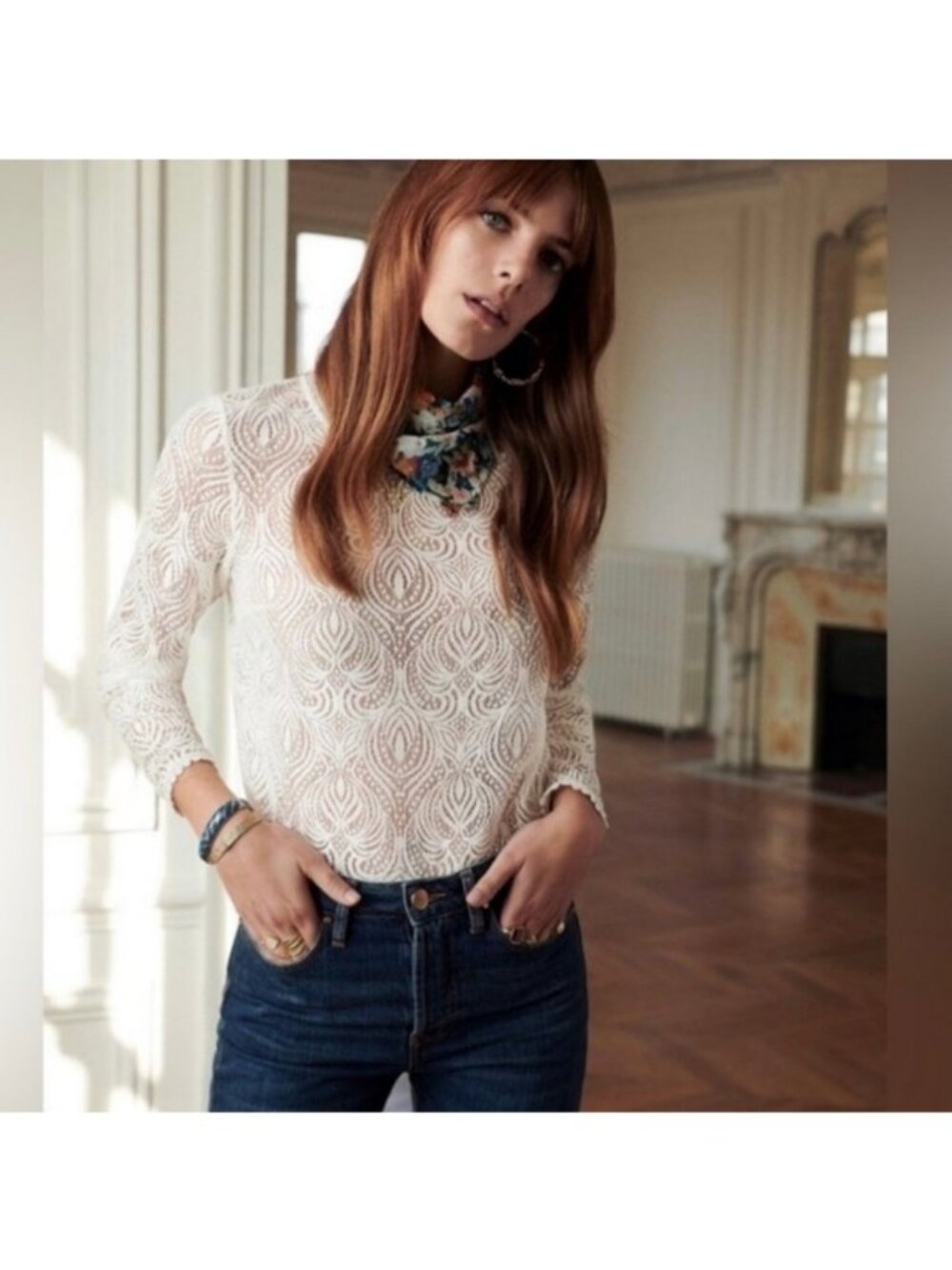 💕SEZANE💕 Cyrielle Blouse ~ Ecru 34 NWOT - Picture 8 of 16